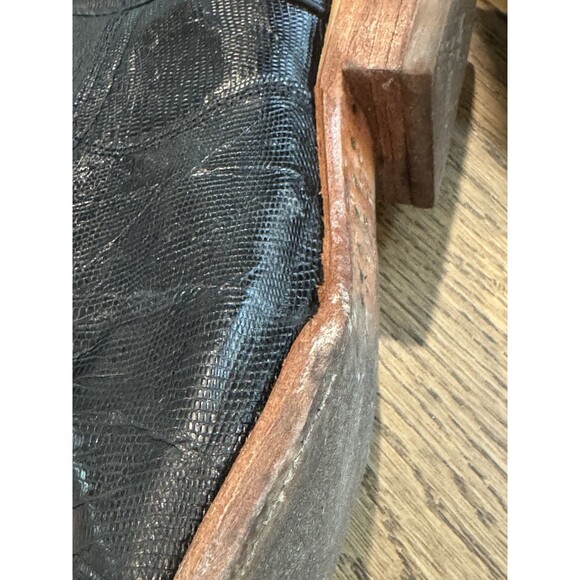 Los Altos Genuine Lizard Teju Cowboy Boots Men’s Sz 7.5 Black Pull On Snip Toe - Picture 12 of 16